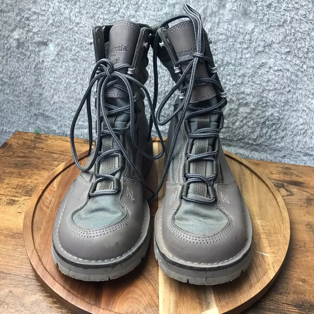 Patagonia x Danner River Salt Wading Boots Mens‎ 7M Gray Leather Canvas Outdoor